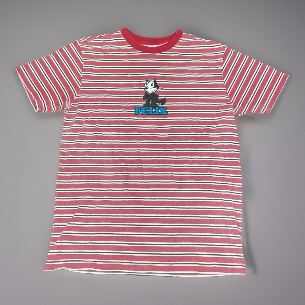 Felix the Cat T-Shirt Size Small Red White Striped Graphic Cartoon Tee